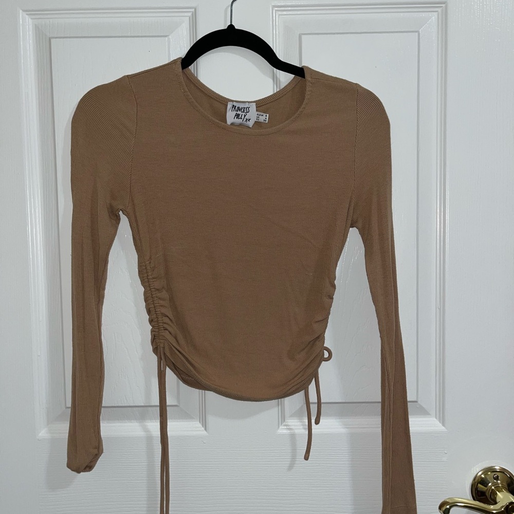 Princess Polly Brown Fitted Ruched Top